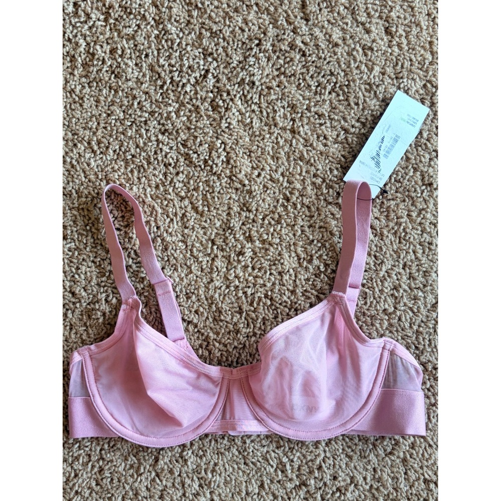 DKNY Pink Sheers Mesh Unlined Underwire Demi Bra DK4085 Womens 34B NEW NWT